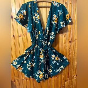 Green and Floral Romper